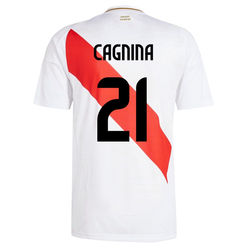 Niño Camiseta Perú Grace Cagnina #21 Blanco 1ª Equipación 24-26 La Camisa Chile