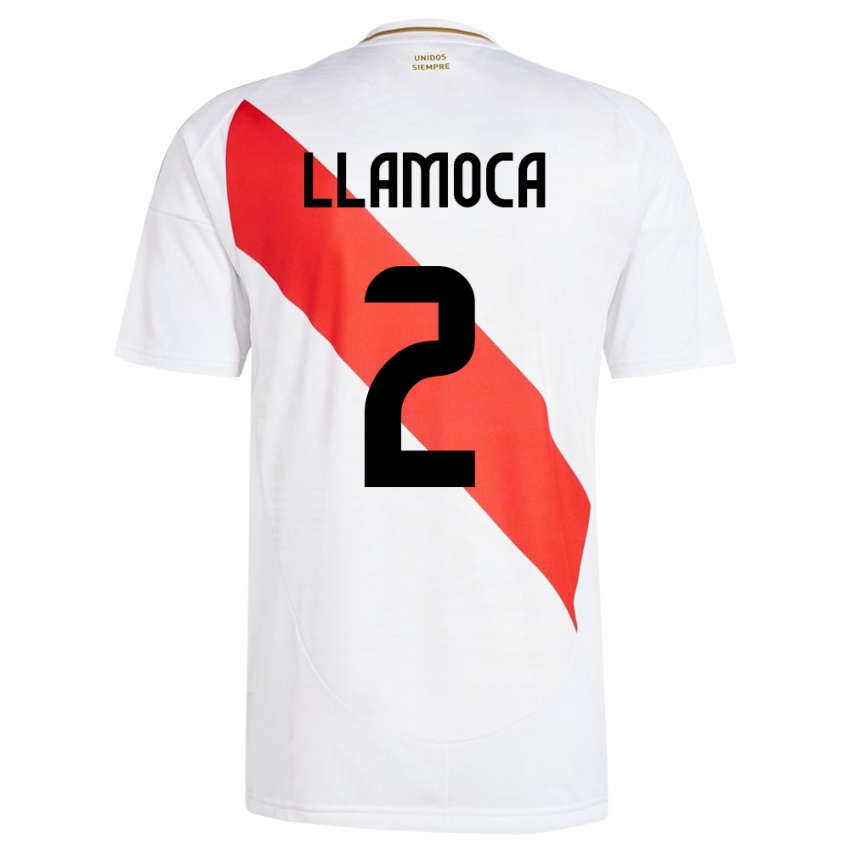 Niño Camiseta Perú Braelynn Llamoca #2 Blanco 1ª Equipación 24-26 La Camisa Chile