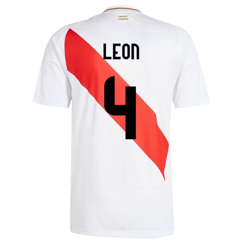 Niño Camiseta Perú Mía León #4 Blanco 1ª Equipación 24-26 La Camisa Chile