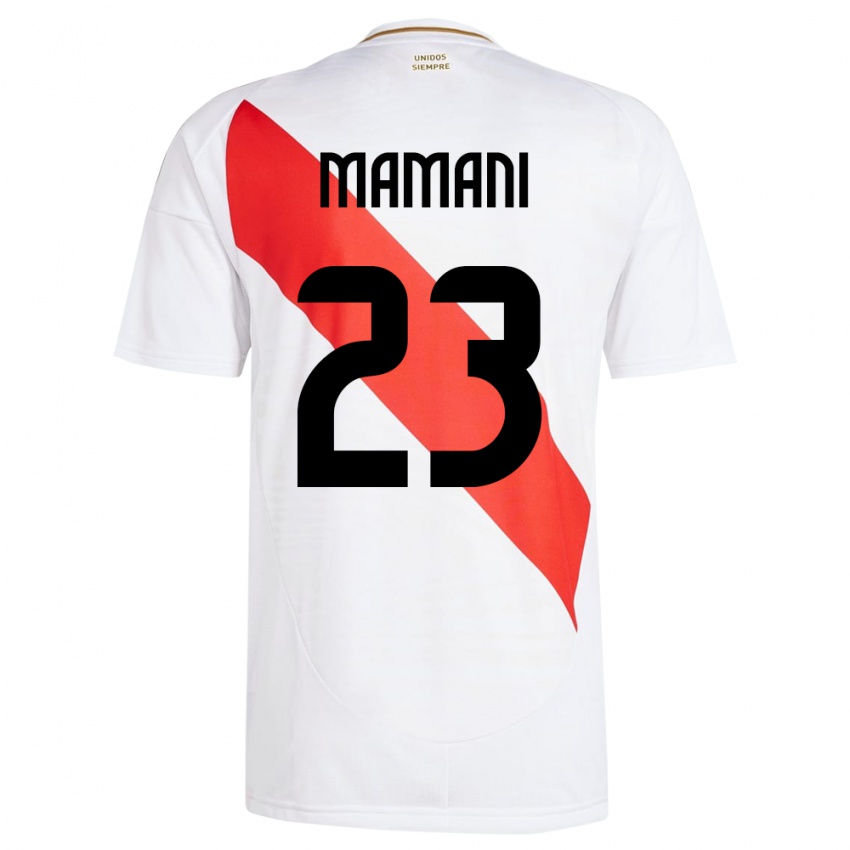 Niño Camiseta Perú Julia Mamani #23 Blanco 1ª Equipación 24-26 La Camisa Chile