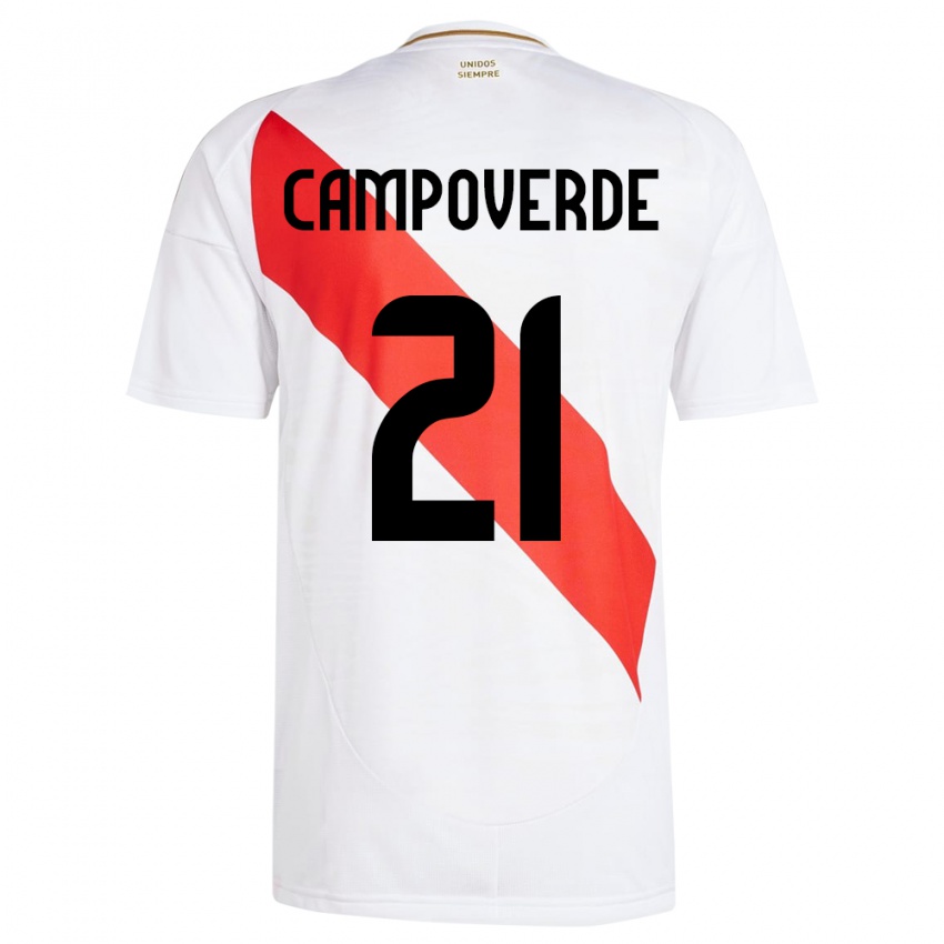 Niño Camiseta Perú Luz Campoverde #21 Blanco 1ª Equipación 24-26 La Camisa Chile