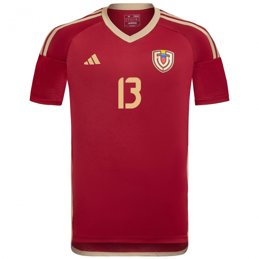 Niño Camiseta Venezuela Alejandro Cova #13 Borgoña 1ª Equipación 24-26 La Camisa Chile