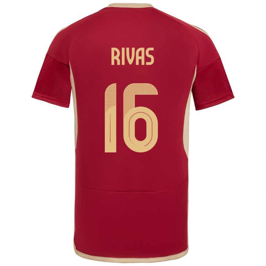 Niño Camiseta Venezuela Renne Rivas #16 Borgoña 1ª Equipación 24-26 La Camisa Chile