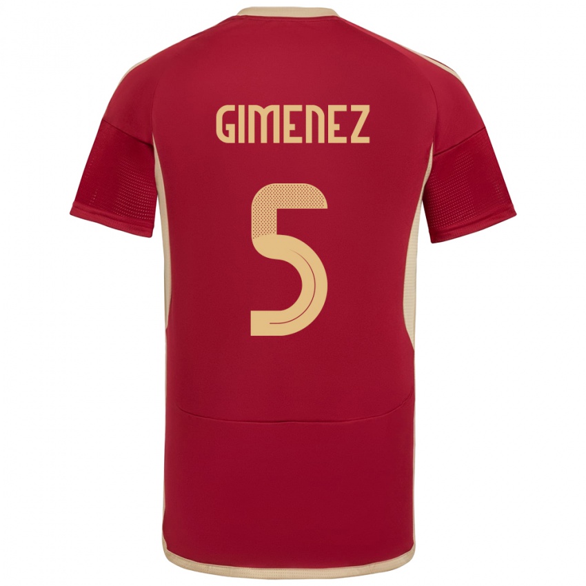 Niño Camiseta Venezuela Yenifer Giménez #5 Borgoña 1ª Equipación 24-26 La Camisa Chile