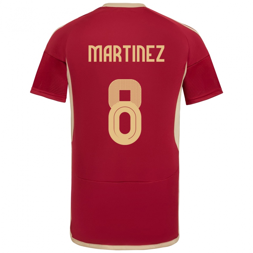 Niño Camiseta Venezuela Bárbara Martínez #8 Borgoña 1ª Equipación 24-26 La Camisa Chile