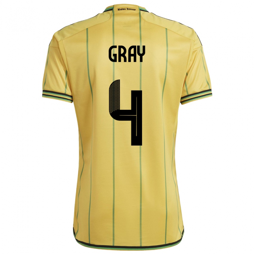 Niño Camiseta Jamaica Tayvon Gray #4 Amarillo 1ª Equipación 24-26 La Camisa Chile