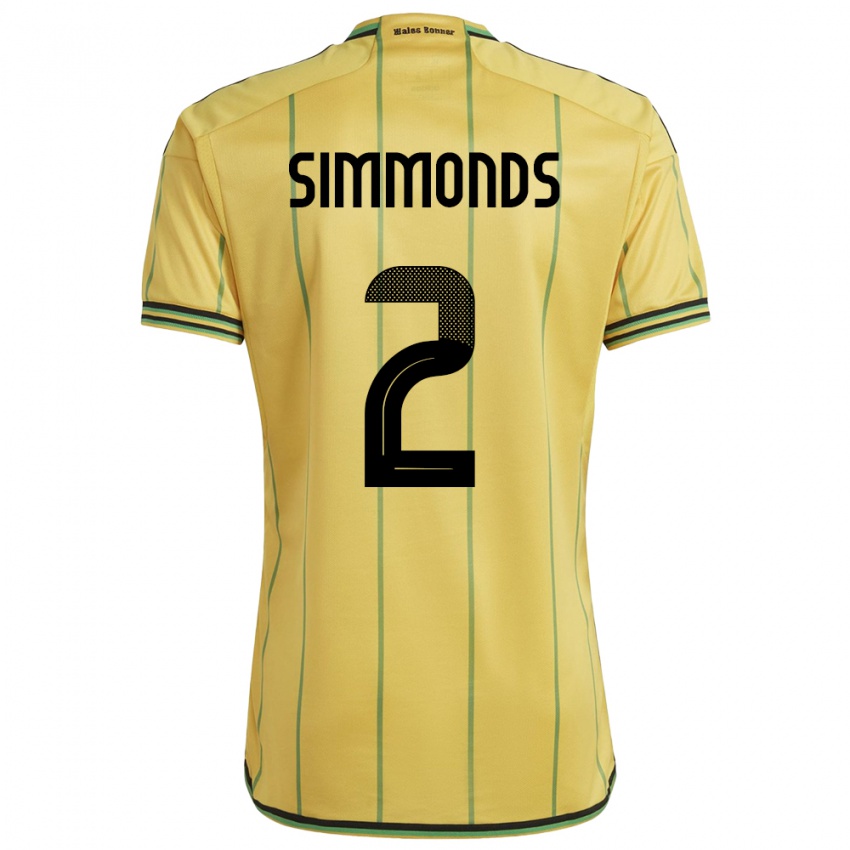 Niño Camiseta Jamaica Nicholas Simmonds #2 Amarillo 1ª Equipación 24-26 La Camisa Chile