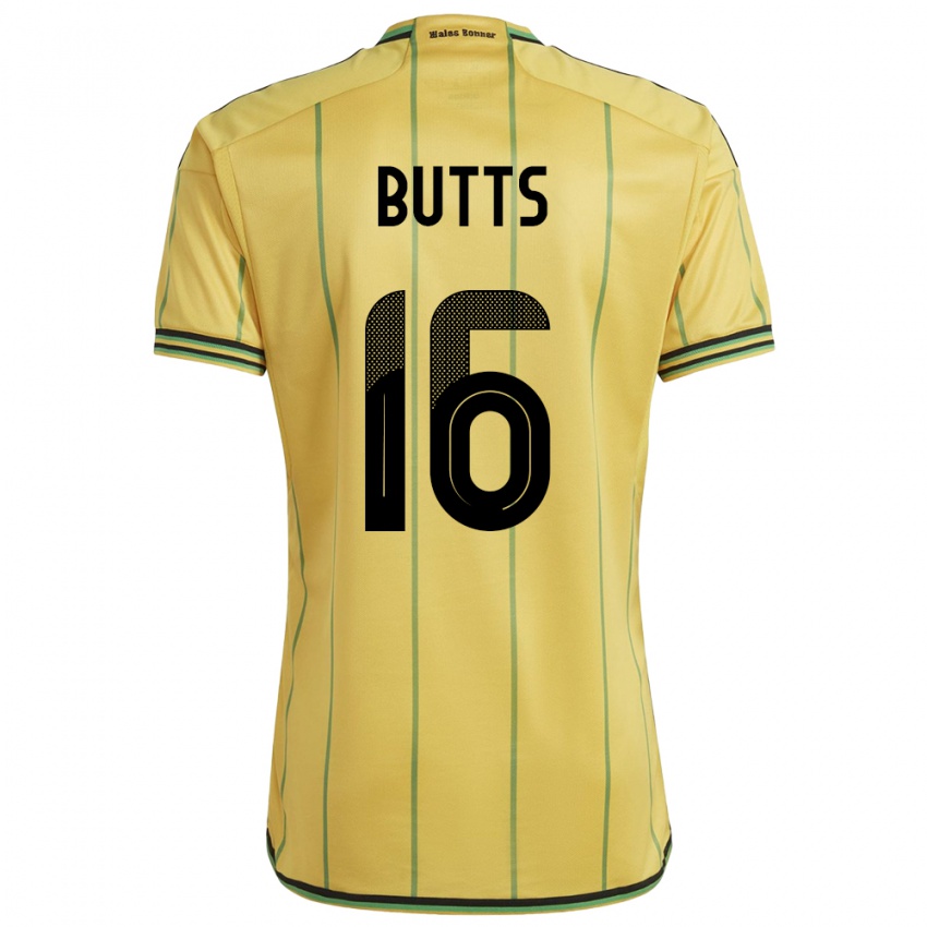 Niño Camiseta Jamaica Njeri Butts #16 Amarillo 1ª Equipación 24-26 La Camisa Chile