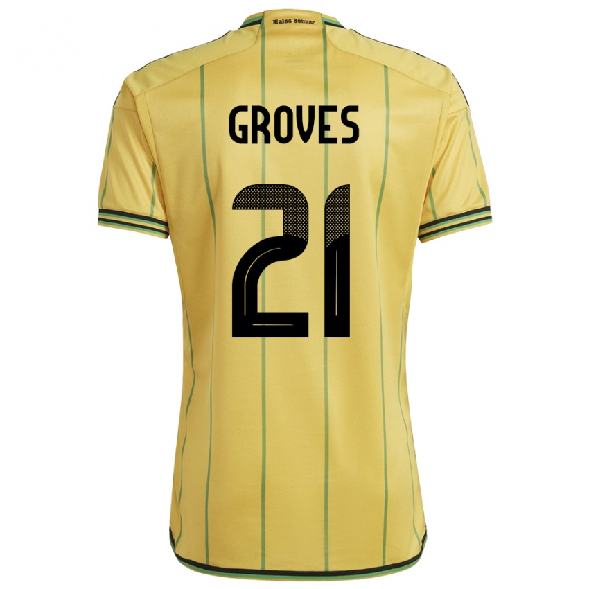 Niño Camiseta Jamaica Isreala Groves #21 Amarillo 1ª Equipación 24-26 La Camisa Chile