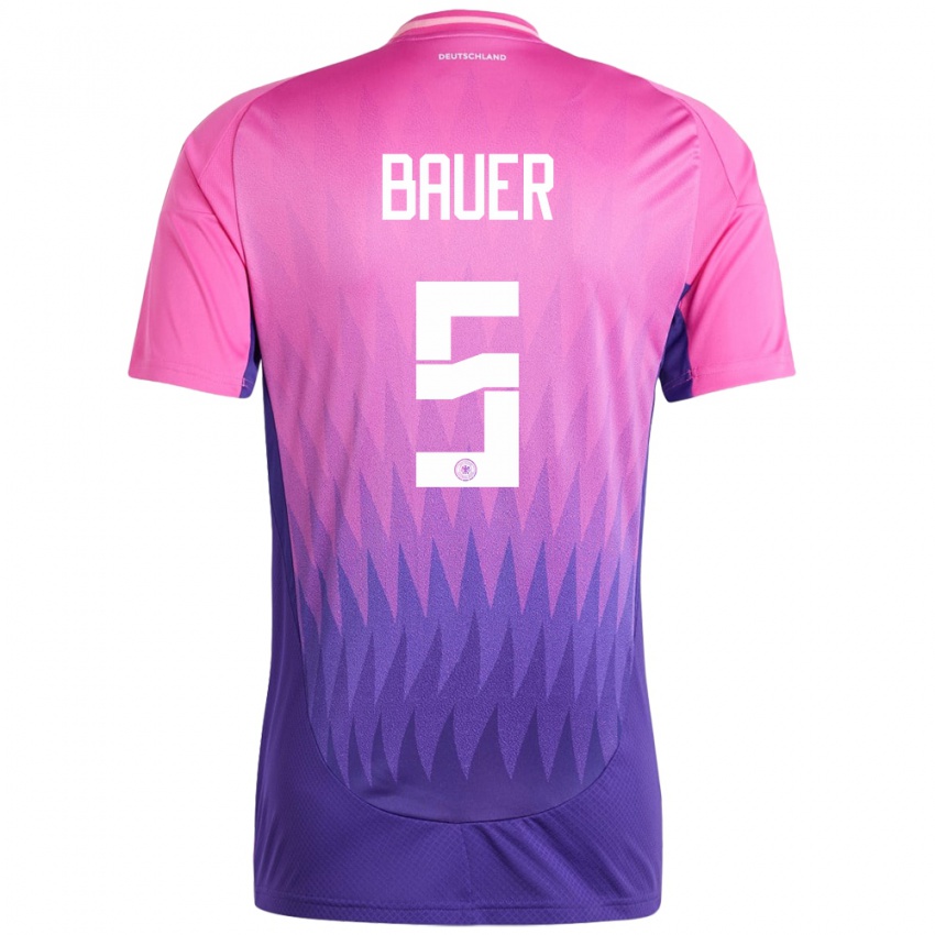 Niño Camiseta Alemania Maximilian Bauer #5 Rosado Morado 2ª Equipación 24-26 La Camisa Chile