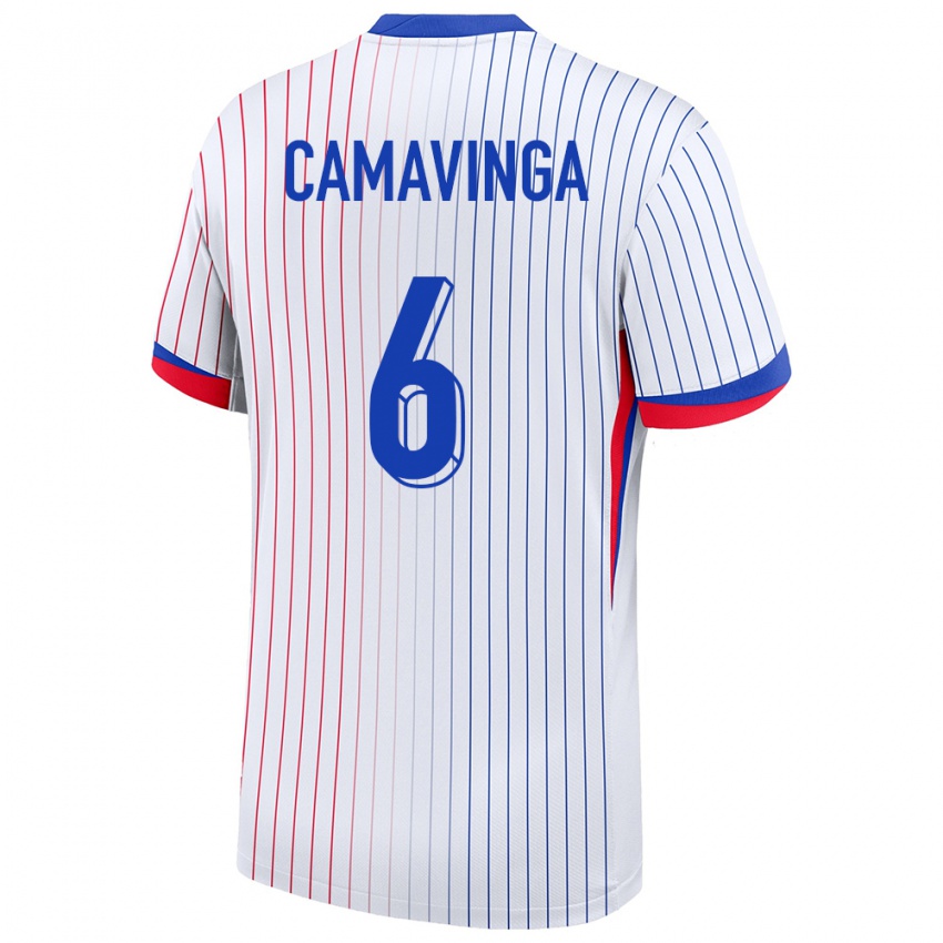 Niño Camiseta Francia Eduardo Camavinga #6 Blanco 2ª Equipación 24-26 La Camisa Chile