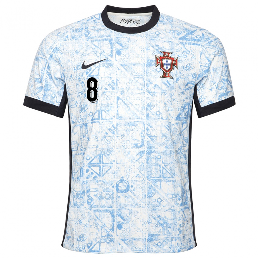 Niño Camiseta Portugal Bruno Fernandes #8 Crema Azul 2ª Equipación 24-26 La Camisa Chile