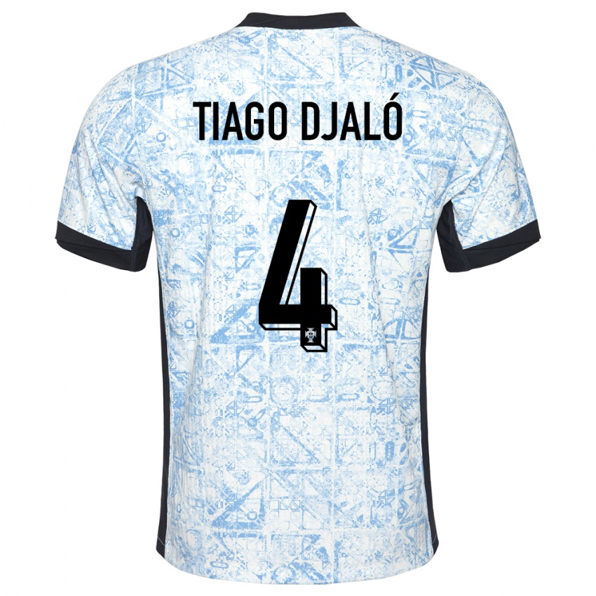 Niño Camiseta Portugal Tiago Djalo #4 Crema Azul 2ª Equipación 24-26 La Camisa Chile