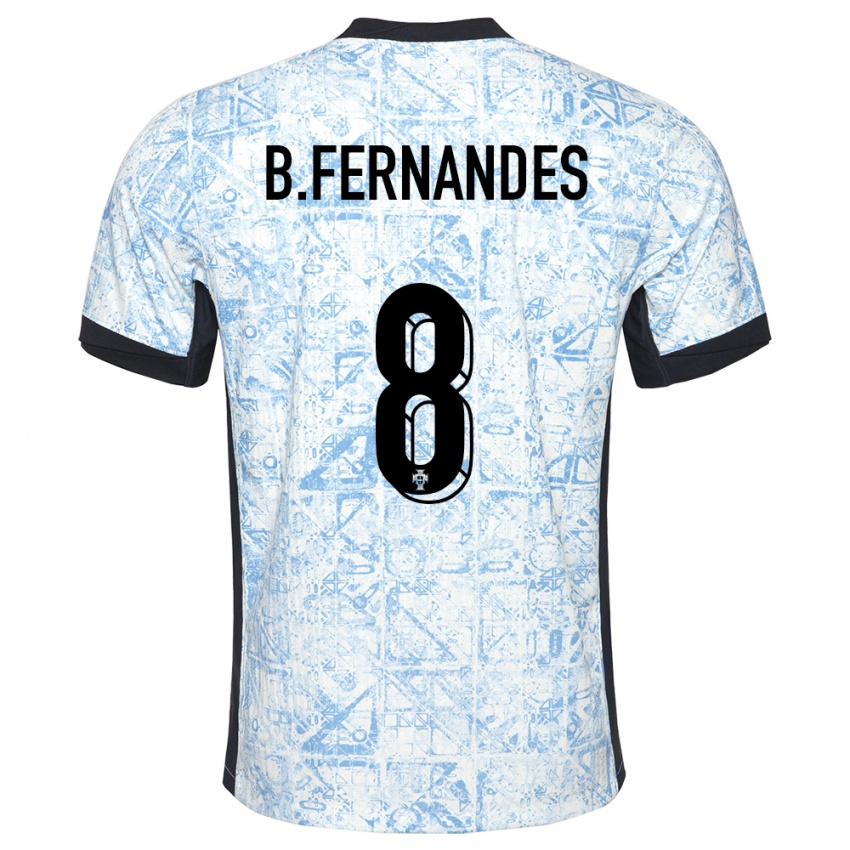Niño Camiseta Portugal Bruno Fernandes #8 Crema Azul 2ª Equipación 24-26 La Camisa Chile