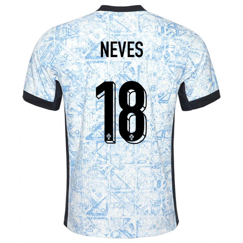 Niño Camiseta Portugal Ruben Neves #18 Crema Azul 2ª Equipación 24-26 La Camisa Chile