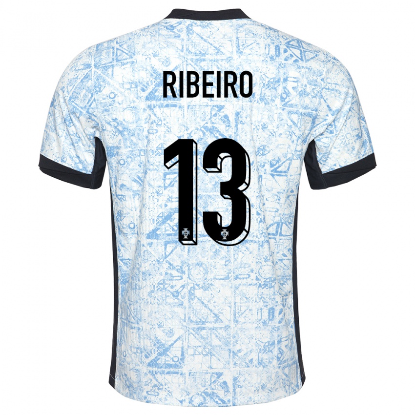 Niño Camiseta Portugal Antonio Ribeiro #13 Crema Azul 2ª Equipación 24-26 La Camisa Chile