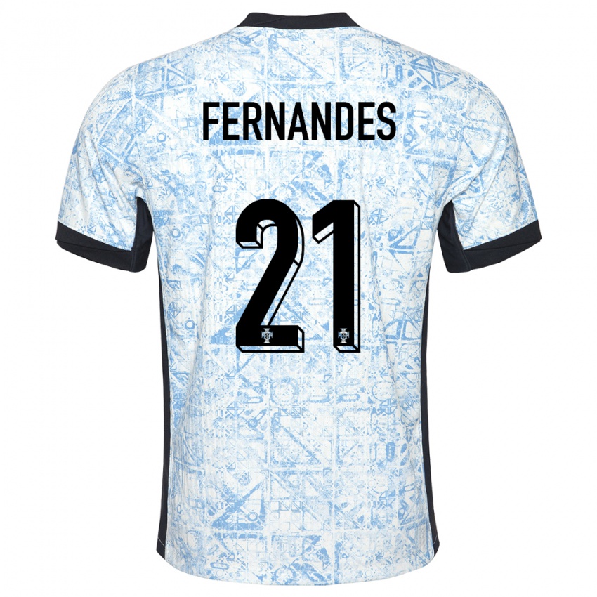 Niño Camiseta Portugal Mateus Fernandes #21 Crema Azul 2ª Equipación 24-26 La Camisa Chile