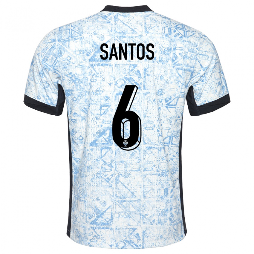 Niño Camiseta Portugal Vasco Santos #6 Crema Azul 2ª Equipación 24-26 La Camisa Chile