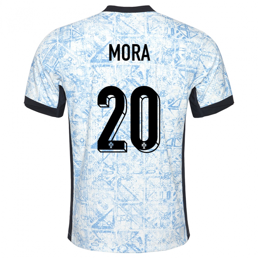 Niño Camiseta Portugal Rodrigo Mora #20 Crema Azul 2ª Equipación 24-26 La Camisa Chile