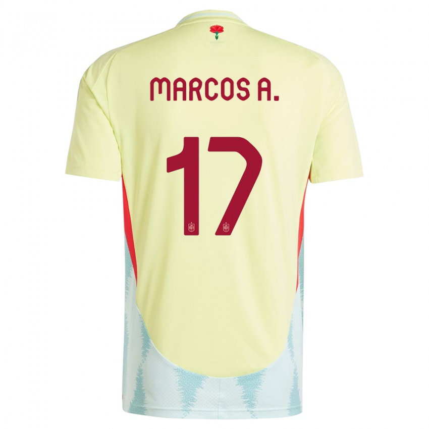 Niño Camiseta España Marcos Alonso #17 Amarillo 2ª Equipación 24-26 La Camisa Chile