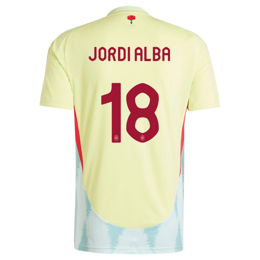 Niño Camiseta España Jordi Alba #18 Amarillo 2ª Equipación 24-26 La Camisa Chile