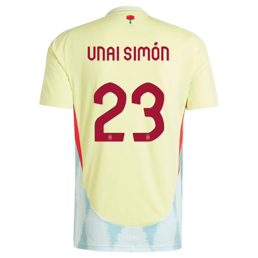 Niño Camiseta España Unai Simon #23 Amarillo 2ª Equipación 24-26 La Camisa Chile