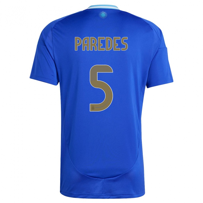 Niño Camiseta Argentina Leandro Paredes #5 Azul 2ª Equipación 24-26 La Camisa Chile