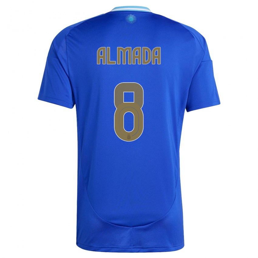 Niño Camiseta Argentina Thiago Almada #8 Azul 2ª Equipación 24-26 La Camisa Chile