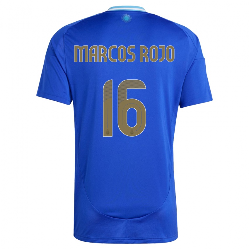 Niño Camiseta Argentina Marcos Rojo #16 Azul 2ª Equipación 24-26 La Camisa Chile