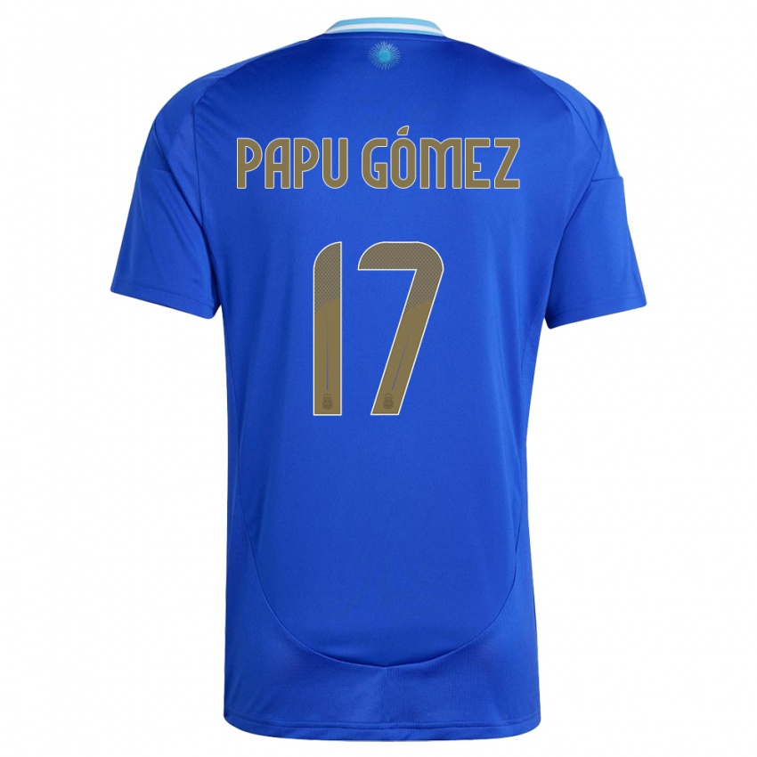 Niño Camiseta Argentina Papu Gomez #17 Azul 2ª Equipación 24-26 La Camisa Chile