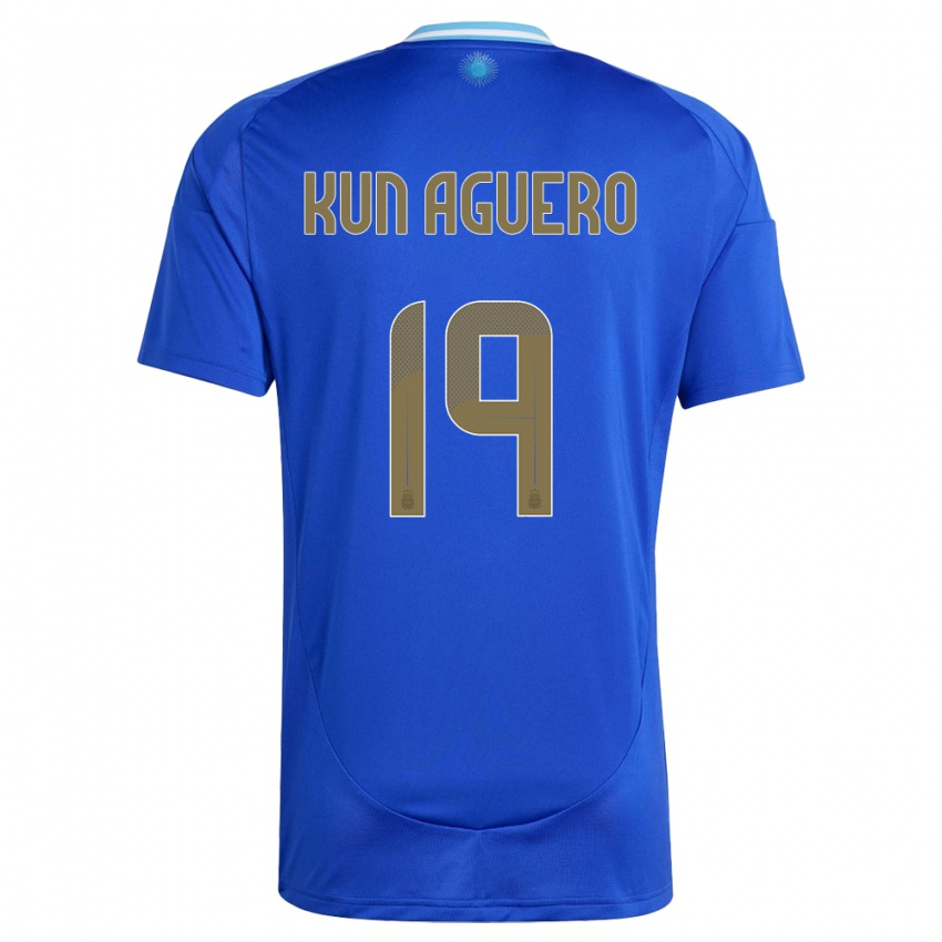 Niño Camiseta Argentina Sergio Aguero #19 Azul 2ª Equipación 24-26 La Camisa Chile