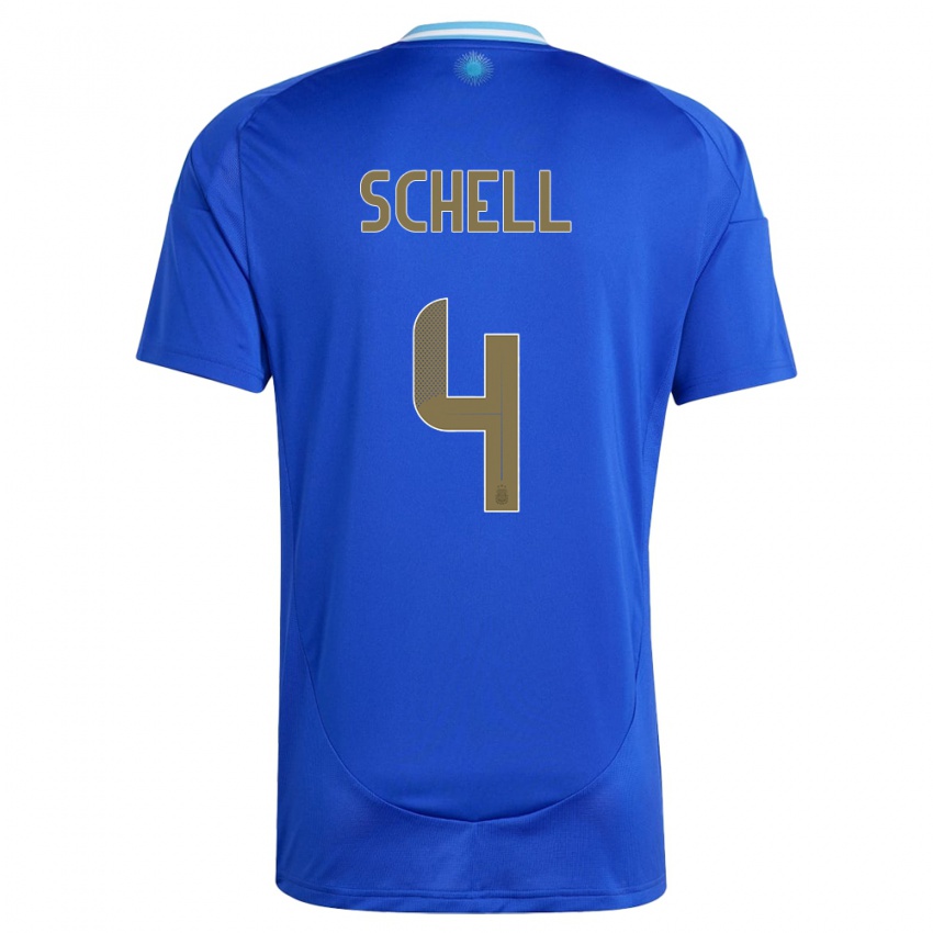 Niño Camiseta Argentina Sofia Schell #4 Azul 2ª Equipación 24-26 La Camisa Chile