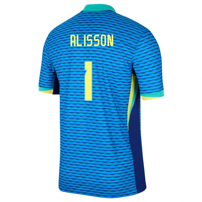 Niño Camiseta Brasil Alisson #1 Azul 2ª Equipación 24-26 La Camisa Chile