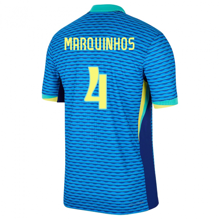 Niño Camiseta Brasil Marquinhos #4 Azul 2ª Equipación 24-26 La Camisa Chile