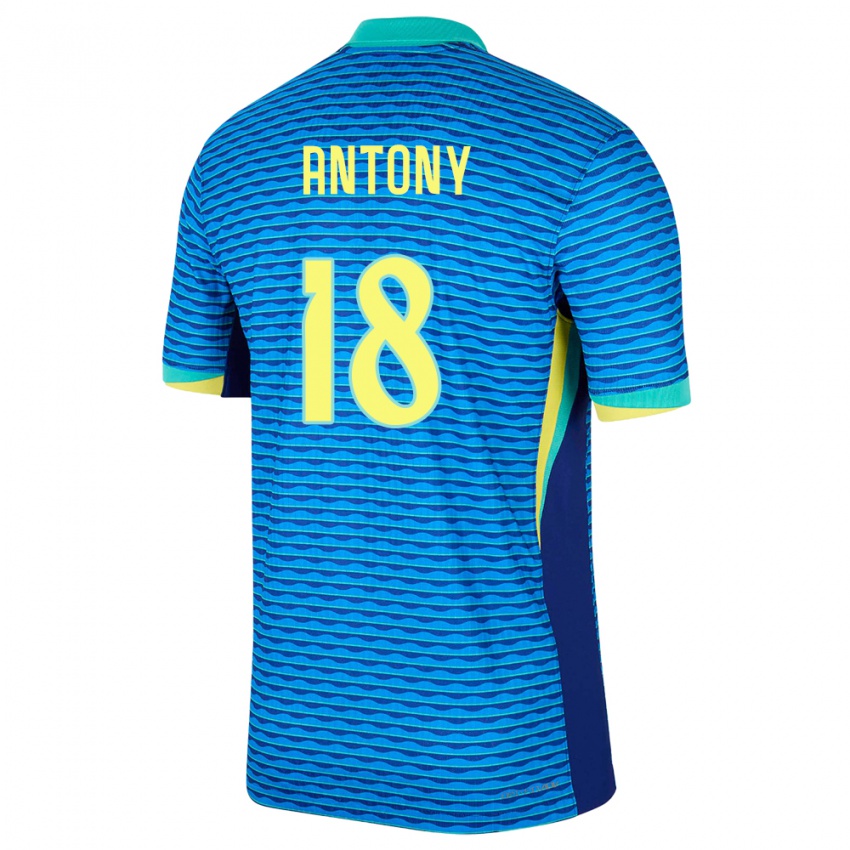 Niño Camiseta Brasil Antony #18 Azul 2ª Equipación 24-26 La Camisa Chile