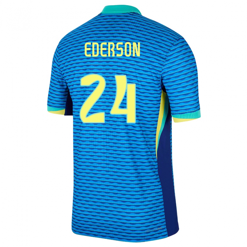 Niño Camiseta Brasil Ederson #24 Azul 2ª Equipación 24-26 La Camisa Chile