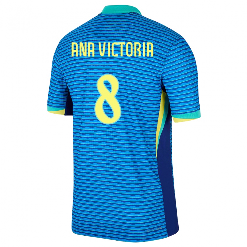 Niño Camiseta Brasil Ana Victoria #8 Azul 2ª Equipación 24-26 La Camisa Chile