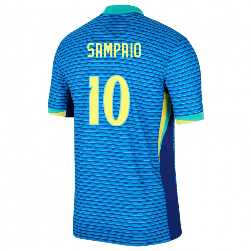 Niño Camiseta Brasil Duda Sampaio #10 Azul 2ª Equipación 24-26 La Camisa Chile