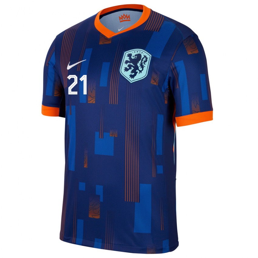 Niño Camiseta Países Bajos Frenkie De Jong #21 Azul 2ª Equipación 24-26 La Camisa Chile