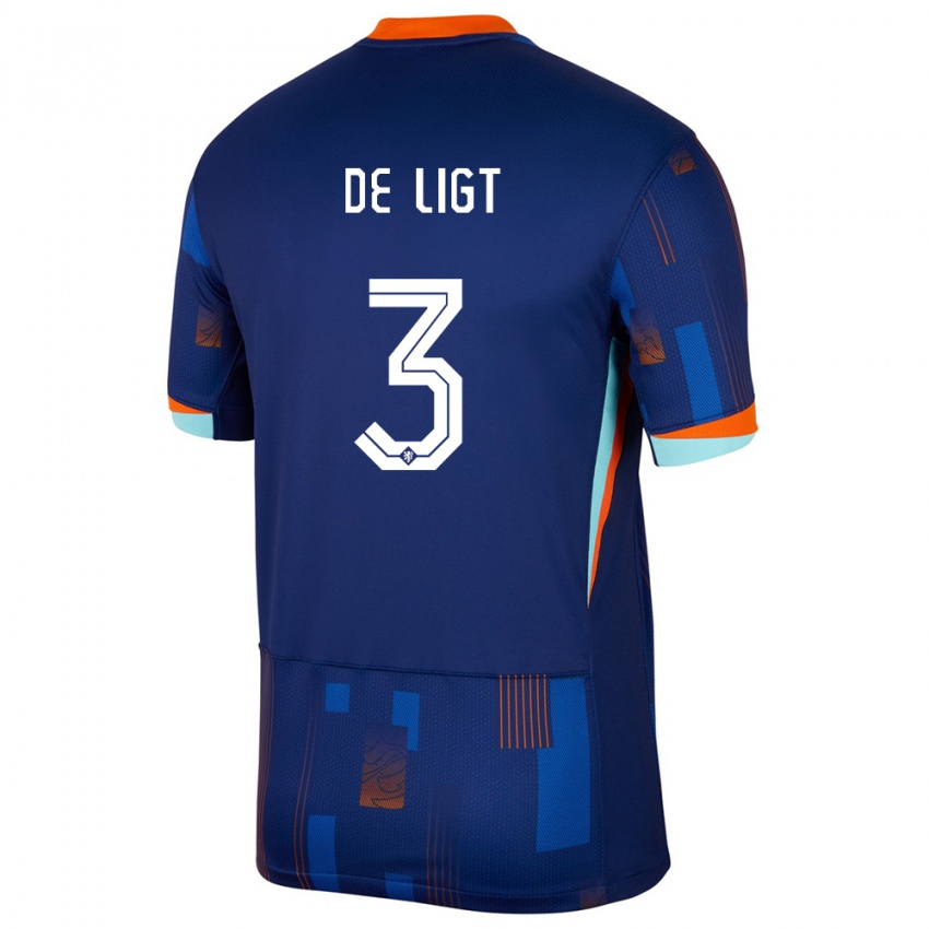 Niño Camiseta Países Bajos Matthijs De Ligt #3 Azul 2ª Equipación 24-26 La Camisa Chile