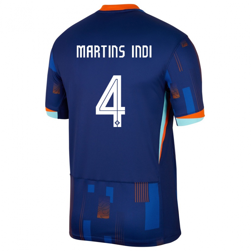 Niño Camiseta Países Bajos Bruno Martins Indi #4 Azul 2ª Equipación 24-26 La Camisa Chile