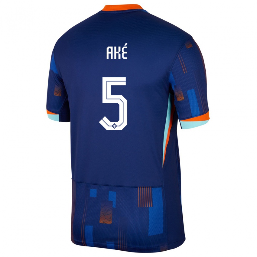 Niño Camiseta Países Bajos Nathan Ake #5 Azul 2ª Equipación 24-26 La Camisa Chile