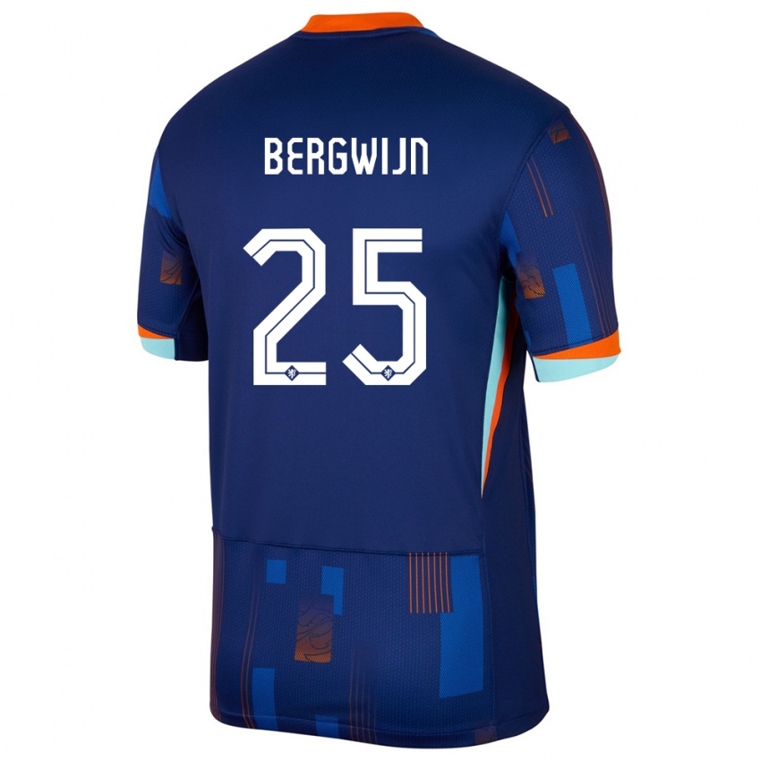 Niño Camiseta Países Bajos Steven Bergwijn #25 Azul 2ª Equipación 24-26 La Camisa Chile