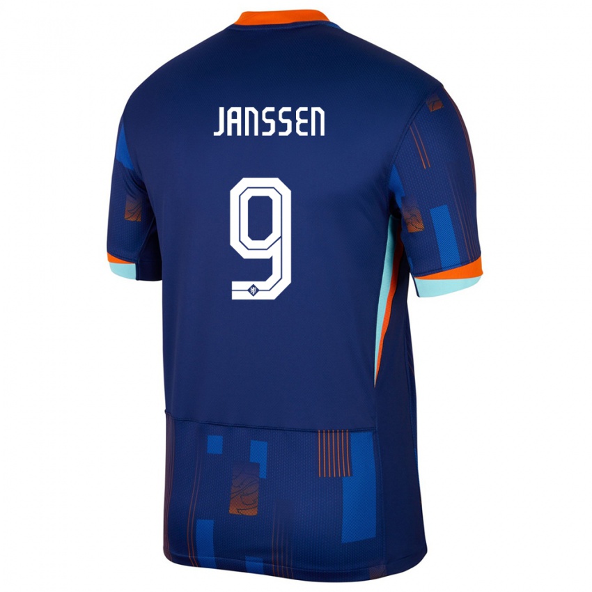 Niño Camiseta Países Bajos Vincent Janssen #9 Azul 2ª Equipación 24-26 La Camisa Chile