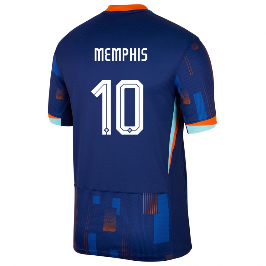 Niño Camiseta Países Bajos Memphis Depay #10 Azul 2ª Equipación 24-26 La Camisa Chile