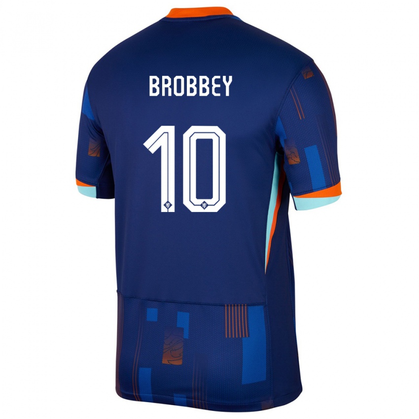 Niño Camiseta Países Bajos Brian Brobbey #10 Azul 2ª Equipación 24-26 La Camisa Chile