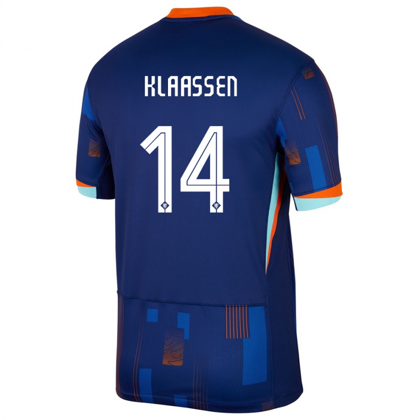 Niño Camiseta Países Bajos Davy Klaassen #14 Azul 2ª Equipación 24-26 La Camisa Chile