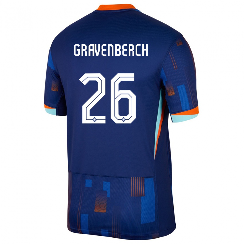 Niño Camiseta Países Bajos Ryan Gravenberch #26 Azul 2ª Equipación 24-26 La Camisa Chile