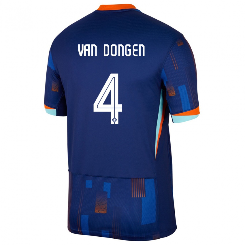 Niño Camiseta Países Bajos Merel Van Dongen #4 Azul 2ª Equipación 24-26 La Camisa Chile