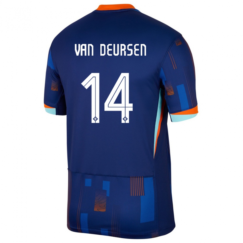 Niño Camiseta Países Bajos Eva Van Deursen #14 Azul 2ª Equipación 24-26 La Camisa Chile